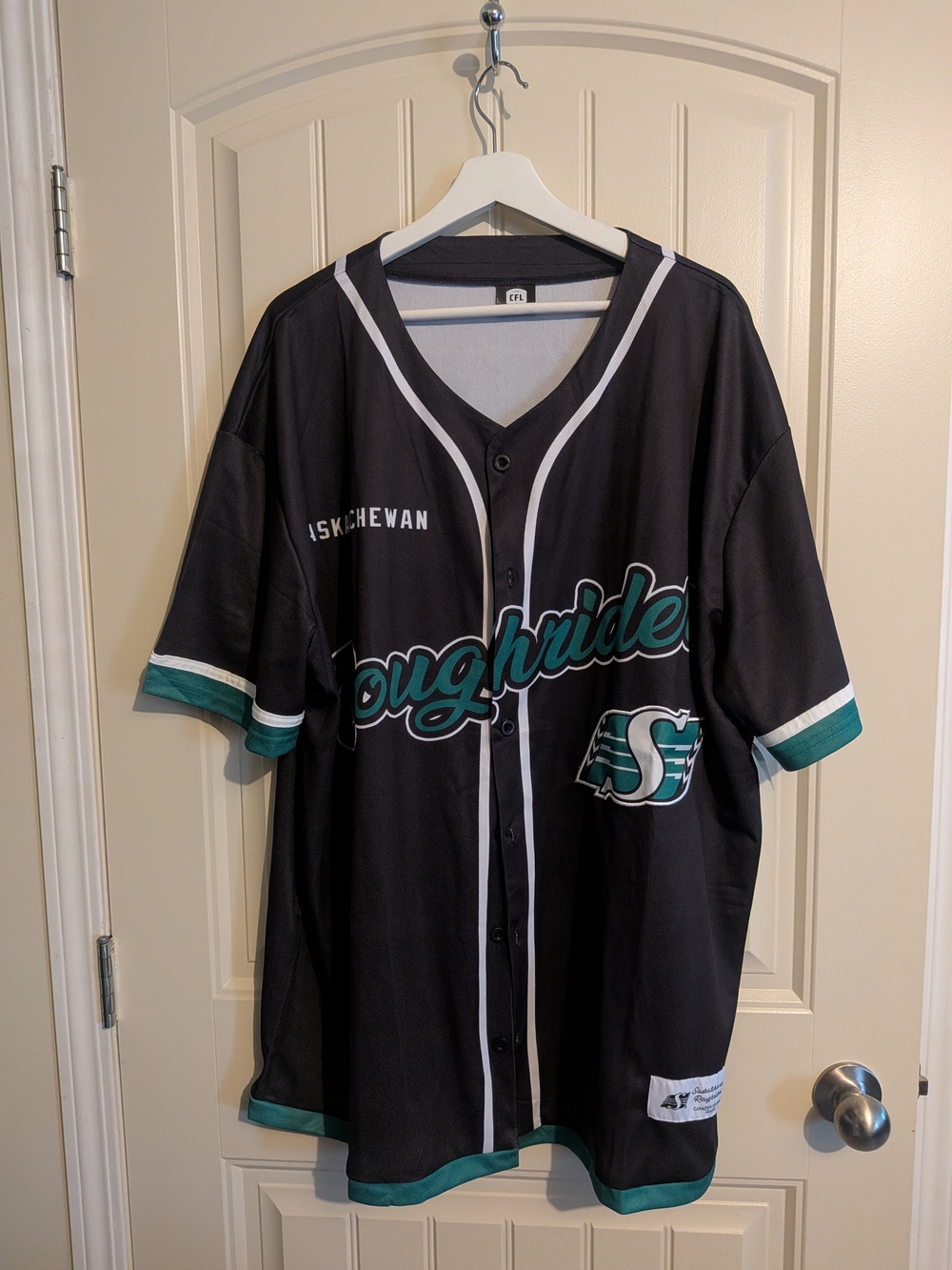 NEW Saskatchewan Roughriders Black Baseball-Style Jersey